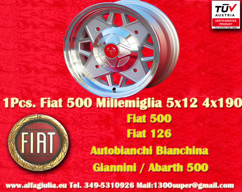 Autobianchi Millemiglia Bianchina Berlina Cabriolet Coupe Kombi  5x12 ET20 4x190 c/b N/A Wheel