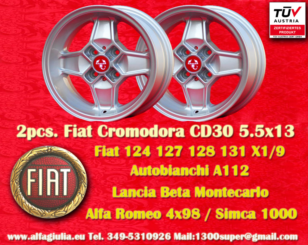 Autobianchi Cromodora CD30 A112 58/70HP ELEGANT ELITE LX JUNIOR  5.5x13 ET7 4x98 c/b 58.6 mm Wheel