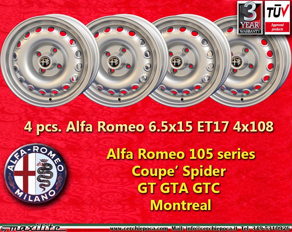 Alfa Romeo Campagnolo GT Giulia GT GTA Spider Bertone  6.5x15 ET17 4x108 c/b 70.1 mm Wheel