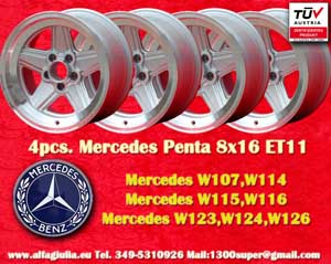 Mercedes Penta Mercedes R/C 107 W 116 123 124 126  8x16 ET11 5x112 c/b 66.6 mm Wheel