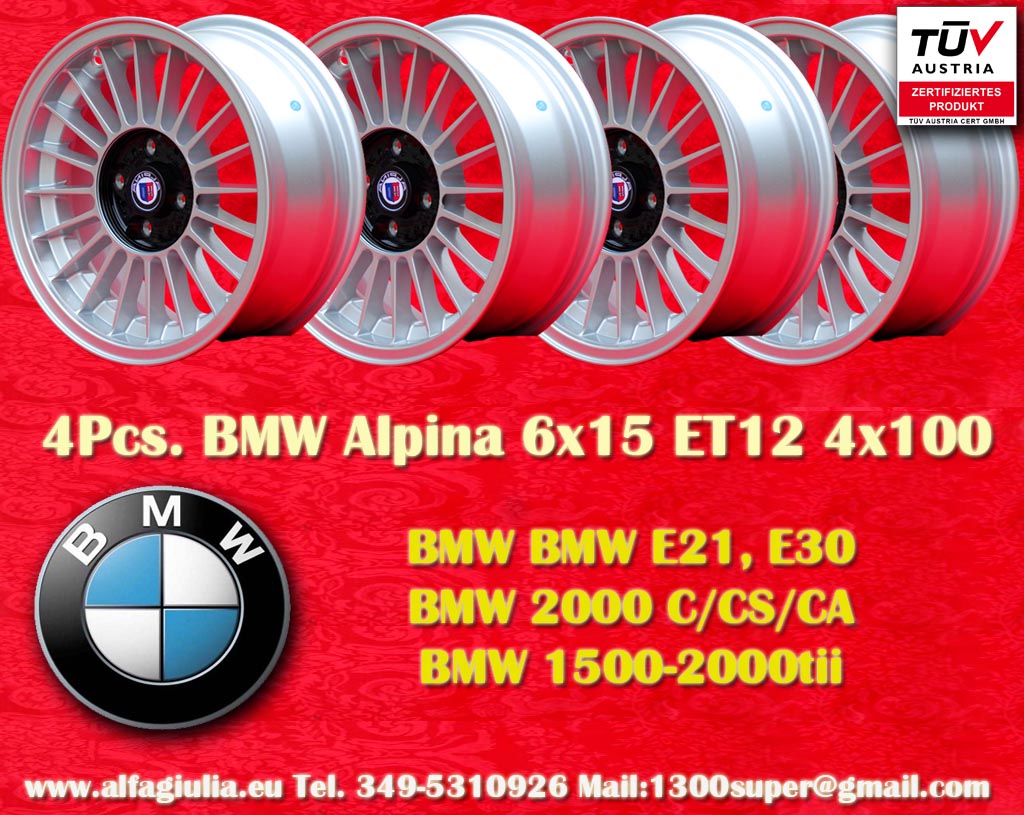BMW Alpina BMW 1502 2002tii Serie 3 E21 E30 2000 C CS CA New BMW 1500 2000  6x15 ET12 4x100 c/b 57.1 mm Wheel