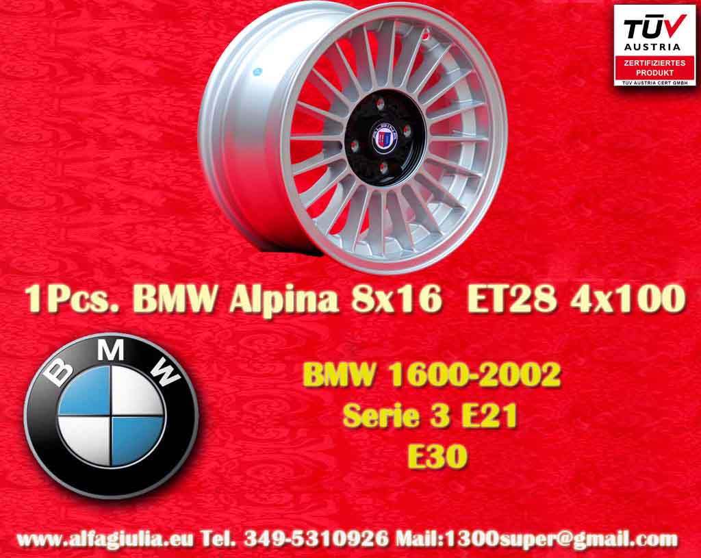 BMW Alpina  BMW 1600 2002 Serie 3 E21 E30  8x16 ET28 4x100 c/b 57.1 mm Wheel