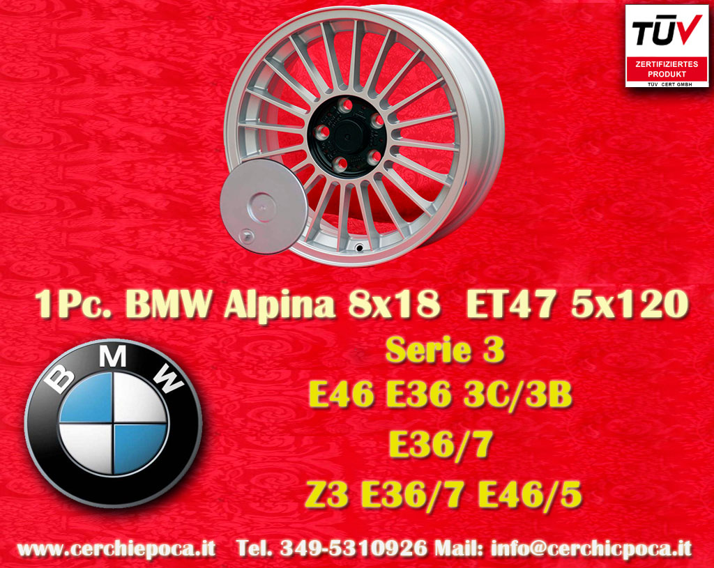 BMW Alpina BMW series 3 series E36, E36 3C, 3 series E36 3B, 3 series Compact, Z3, E36/7, E46/5, 3 series E46  8x18 ET47 5x120 c/b 72.6 mm Wheel