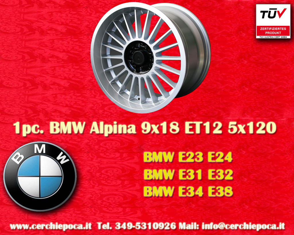 BMW Alpina BMW E34,BMW 628-M635CSI,E24, BMW 728-745i E23, BMW 730i-750i E32, BMW 725-750 E38, 7/G, BMW 840-850Ci E31, 8/E  9x18 ET12 5x120 c/b 72.6 mm Wheel