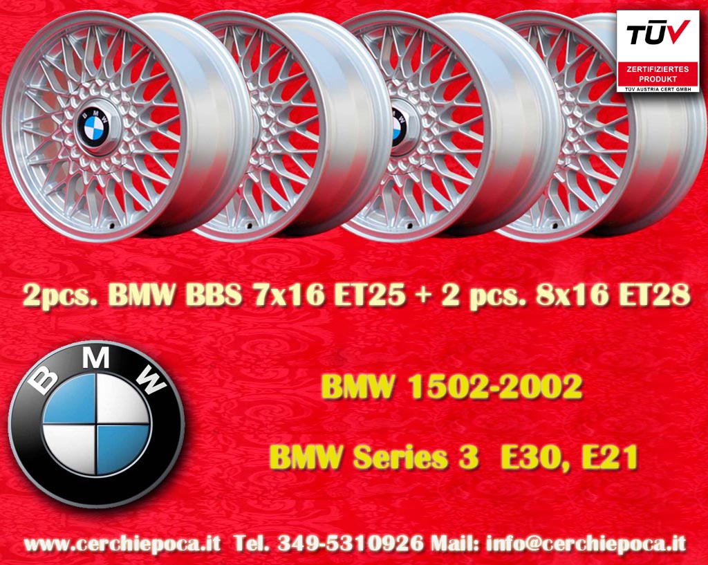 BMW BBS BMW E30 1502 1602 2002 tii Serie 3 E21  8x16 ET28 4x100 c/b 57.1 mm Wheel
