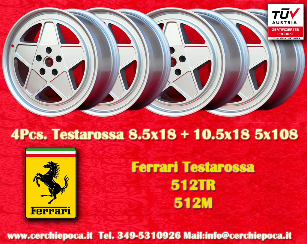 Ferrari Testarossa 10.5x18 Ferrari Testarossa 512TR/512M  10.5x18 ET50 5x98 c/b 67.1 mm Wheel