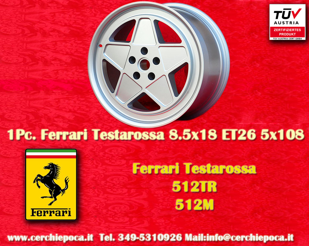 Ferrari Testarossa 8.5x18 Ferrari Testarossa 512TR/512M  8.5x18 ET26 5x98 c/b 67.1 mm Wheel