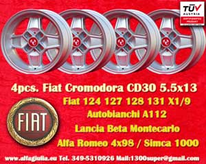 Fiat Cromodora CD30 Fiat 124, 125, 127 128 131 132 X1/9 Spider Panda Cinquecento Seicento  5.5x13 ET7 4x98 c/b 58.6 mm Wheel