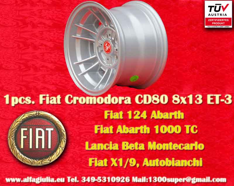 Fiat Cromodora CD80 Fiat 124 131 X1/9 Spider  8x13 ET-3 4x98 c/b 58.6 mm Wheel