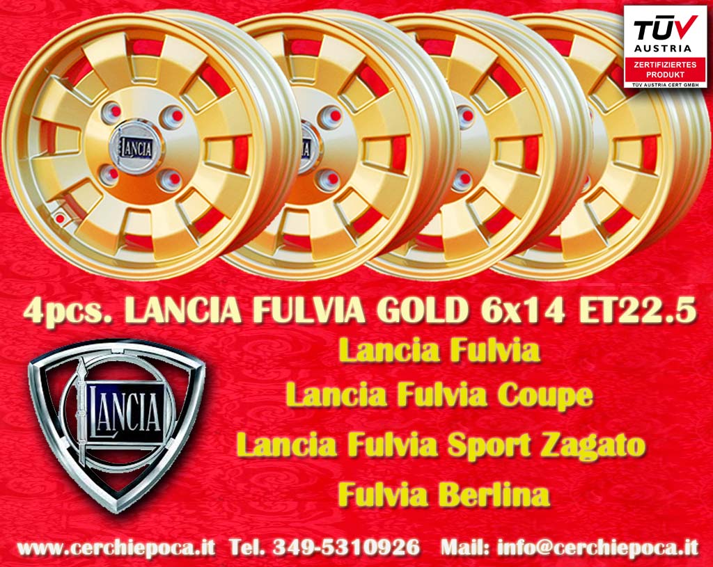 Lancia Cromodora CD28 Gold Lancia Fulvia HF Coupe Zagato  6x14 ET22.5 4x130 c/b 90.1 mm Wheel