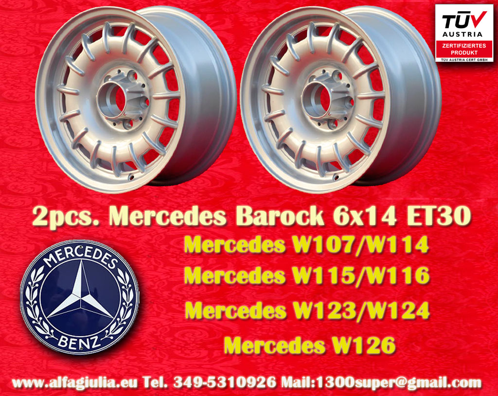 Mercedes Fuchs Barock (Bundt Cake) Mercedes R107 W108 111 112 113 114 115 116 123 126  6x14 ET30 5x112 c/b 66.6 mm Wheel