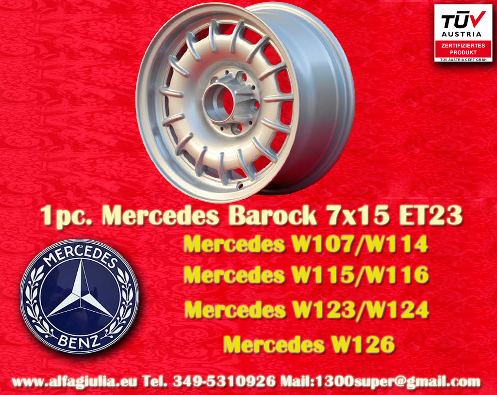 Mercedes Fuchs Barock (Bundt Cake) Mercedes R107 W108 111 112 113 114 115 116 123 126  7x15 ET23 5x112 c/b 66.6 mm Wheel