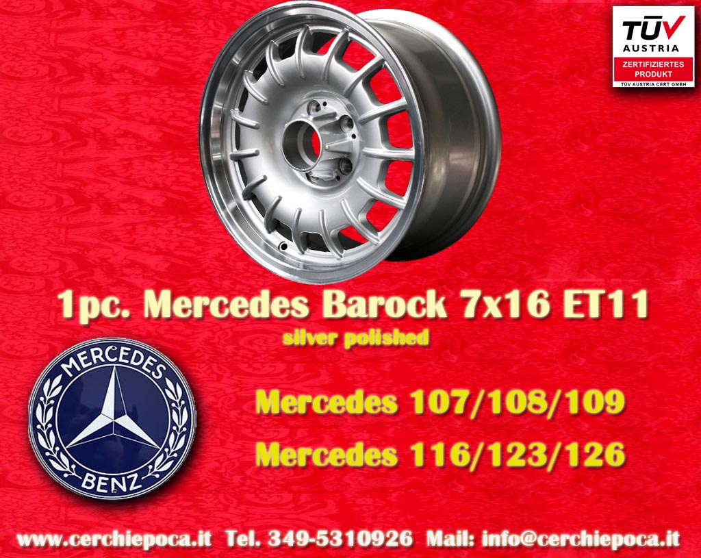Mercedes Fuchs Barock (Bundt Cake) Mercedes R107 W108 111 112 113 114 115 116 123 126  7x16 ET11 5x112 c/b 66.6 mm Wheel