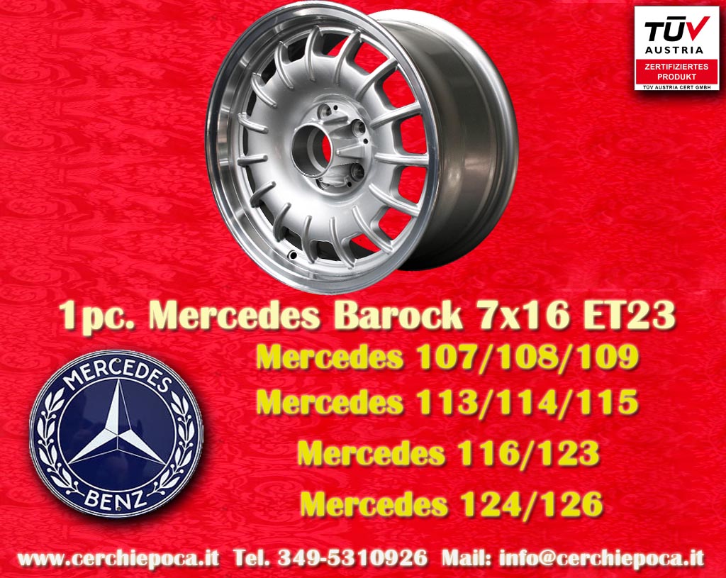Mercedes Fuchs Barock (Bundt Cake) Mercedes R107 W108 111 112 113 114 115 116 123 126  7x16 ET23 5x112 c/b 66.6 mm Wheel