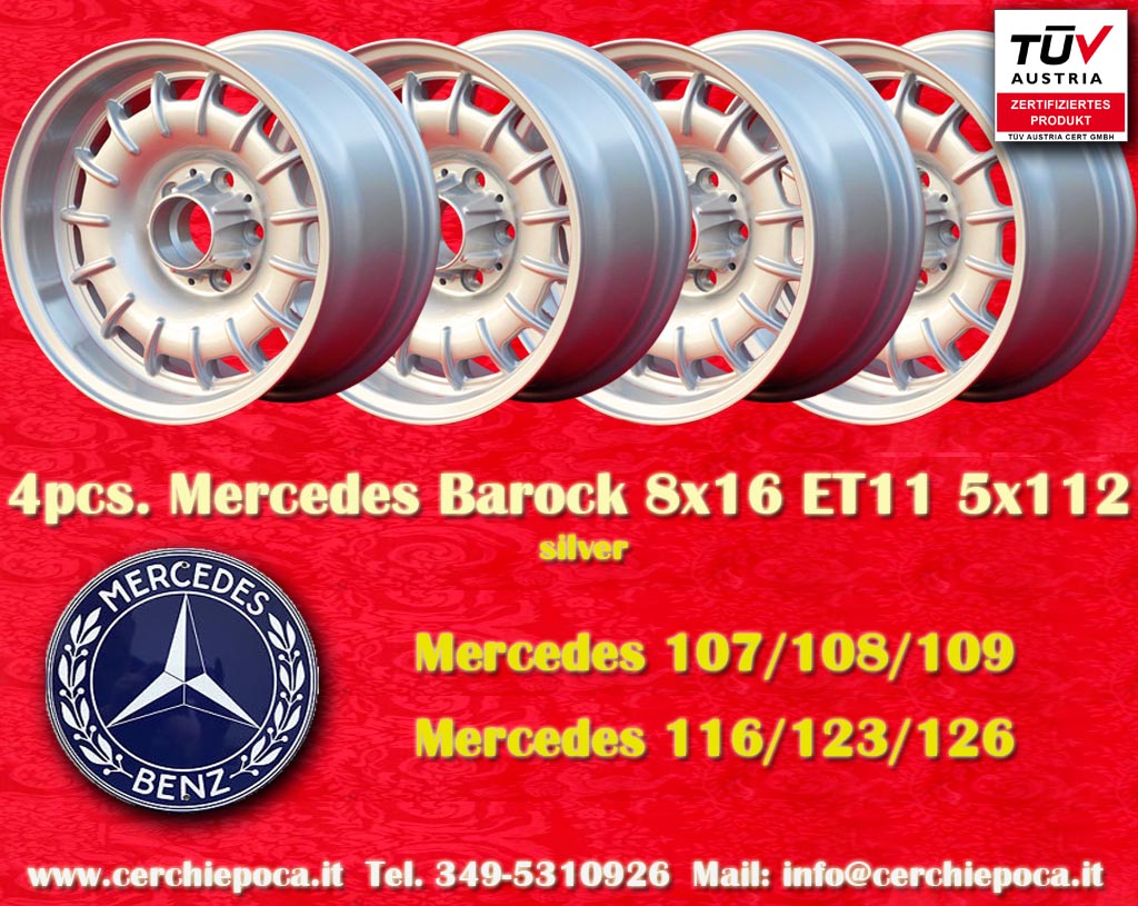 Mercedes Fuchs Barock (Bundt Cake) Mercedes R107 W108 109 116 123 126  8x16 ET11 5x112 c/b 66.6 mm Wheel