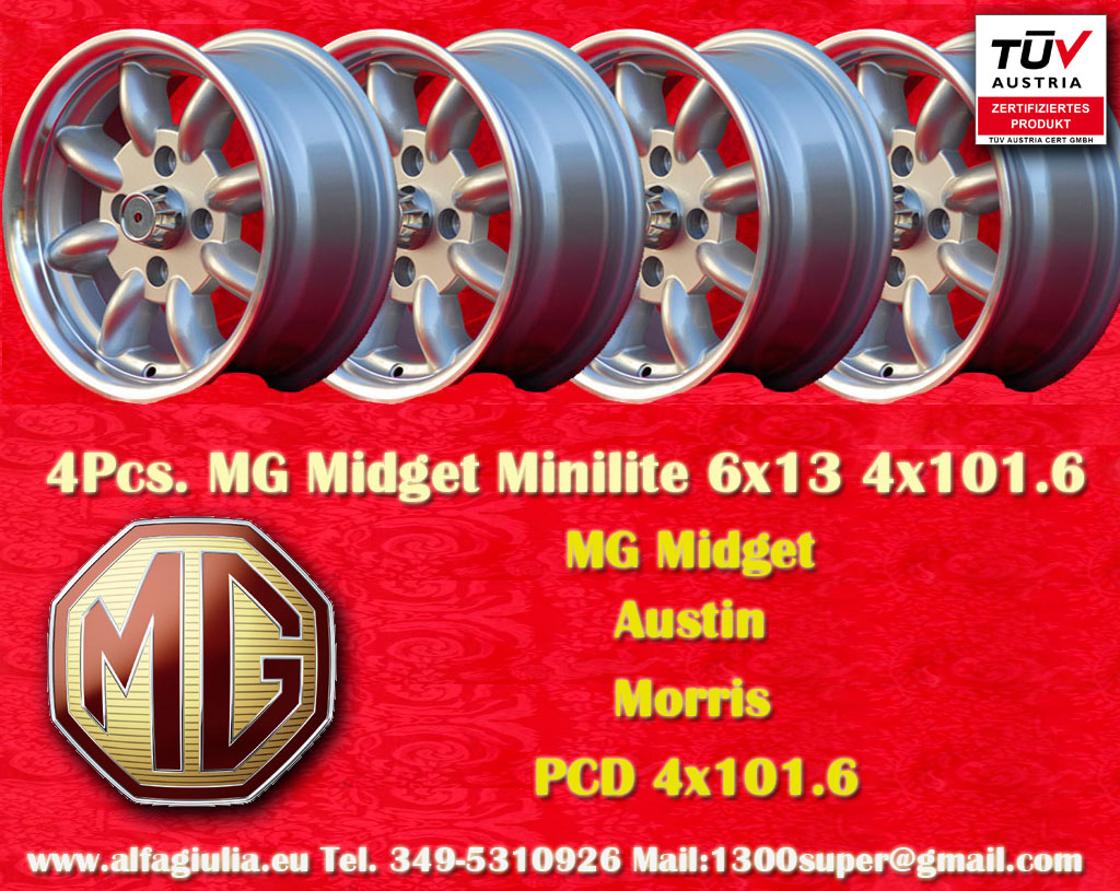 MG Minilite MG Midget  6x13 ET16 4x101.6 c/b 65.1 mm Wheel