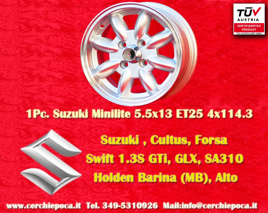 Suzuki Minilite Suzuki Cultus Forsa Holden Barina(MB) Swift, SA310  5.5x13 ET25 4x114.3 c/b 76.6 mm Wheel
