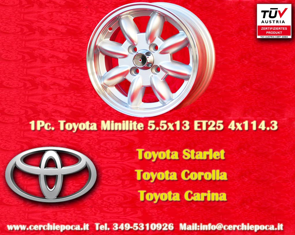 Toyota Minilite Toyota Starlet Corolla Carina  5.5x13 ET25 4x114.3 c/b 76.6 mm Wheel