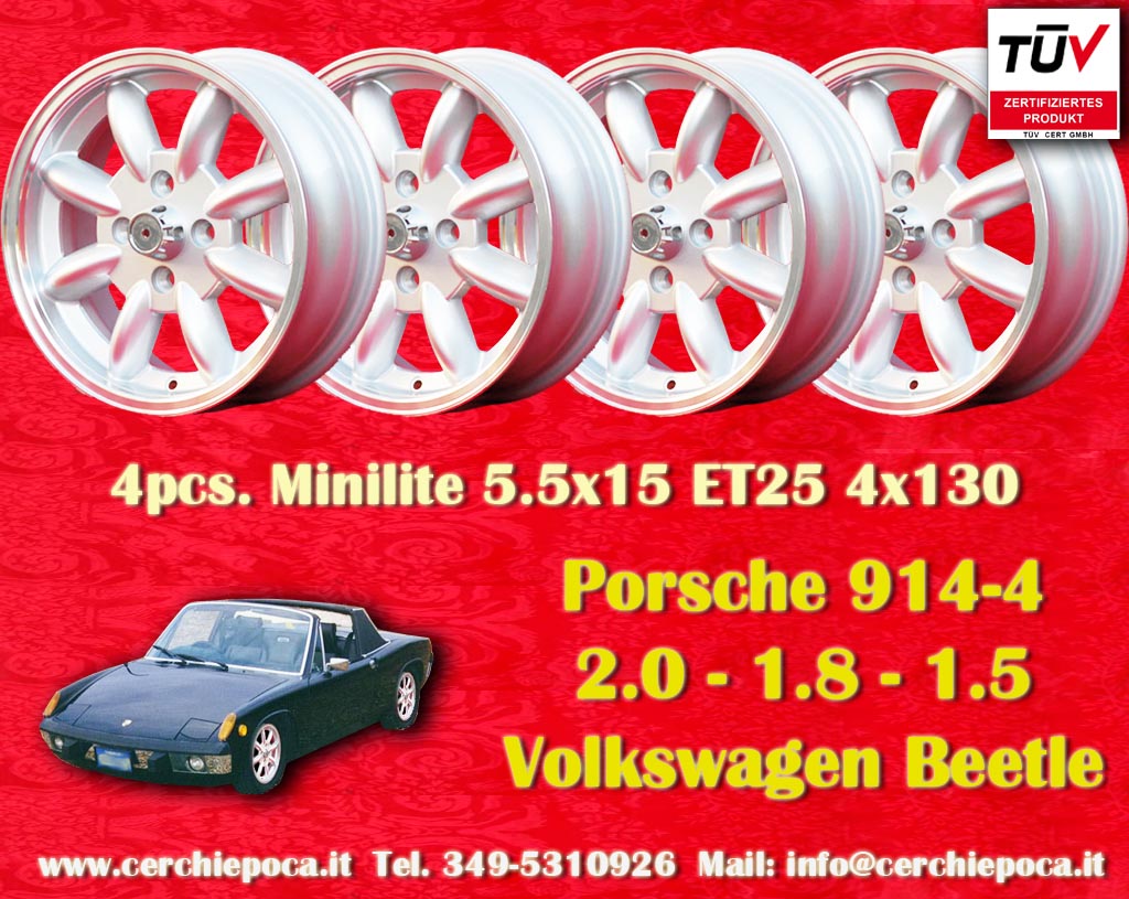 Porsche Minilite Porsche 914-4 1.7 1.8 2.0  5.5x15 ET25 4x130 c/b 78.8 mm Wheel