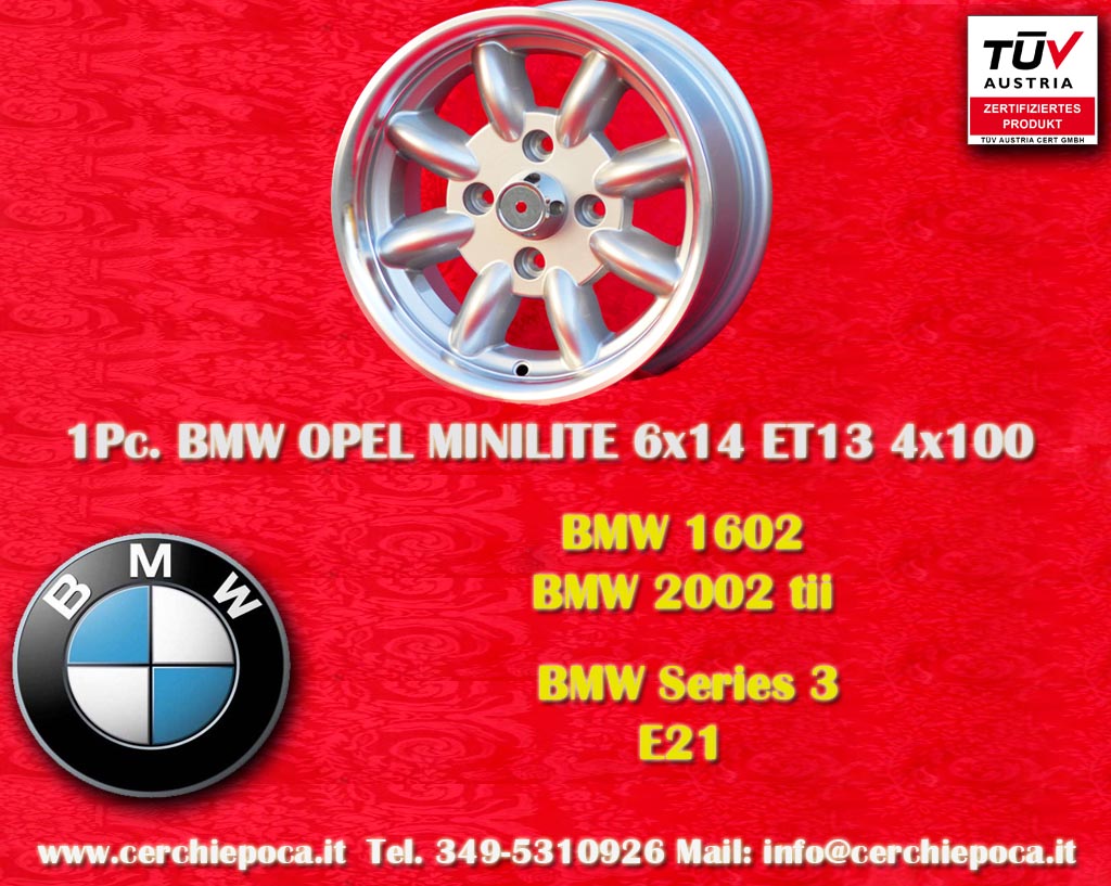 BMW Minilite BMW 1602 2002 tii Serie 3 E21  6x14 ET13 4x100 c/b 57.1 mm Wheel