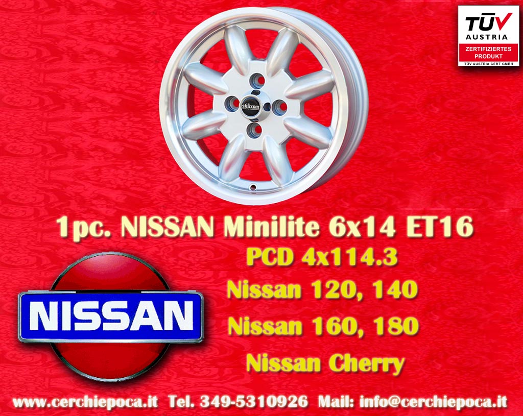 Nissan Minilite Nissan 120 140 160 180 Cherry   6x14 ET16 4x114.3 c/b 76.6 mm Wheel