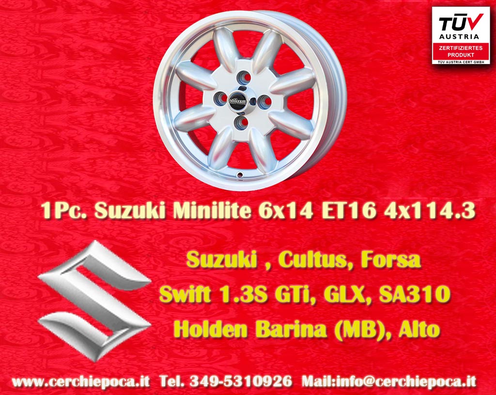 Suzuki Minilite Suzuki Cultus Forsa Holden Barina(MB) Swift, SA310  6x14 ET16 4x114.3 c/b 76.6 mm Wheel