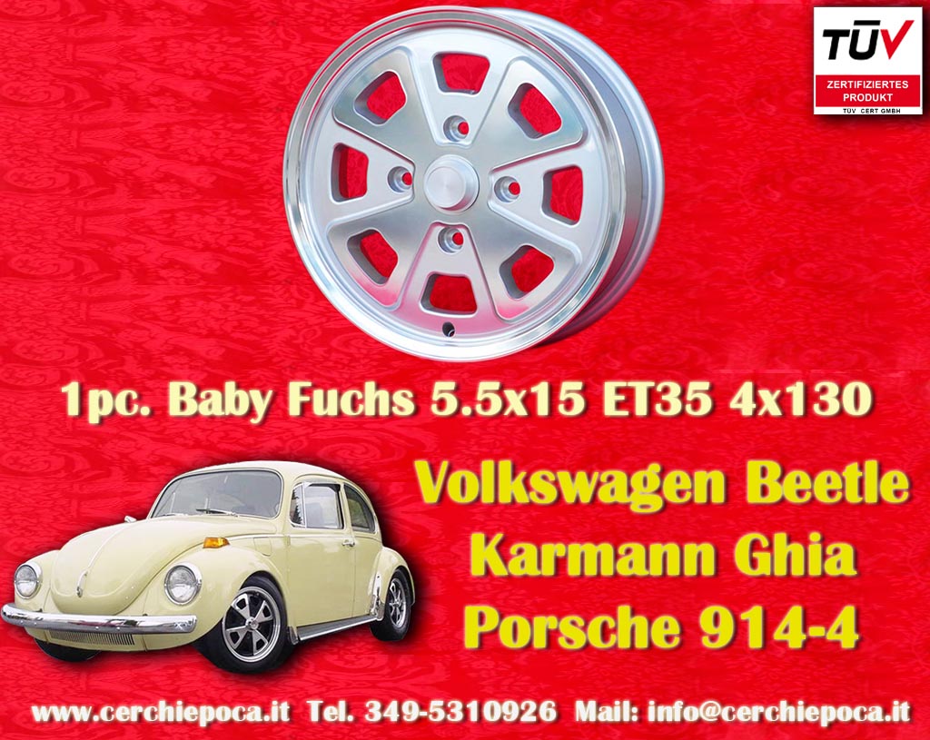 Volkswagen Baby Fuchs VW Bugs Karmann Ghia Type 3 Variants modelli Fastback Squareback Notchback  5.5x15 ET35 4x130 c/b 71.6 mm Wheel