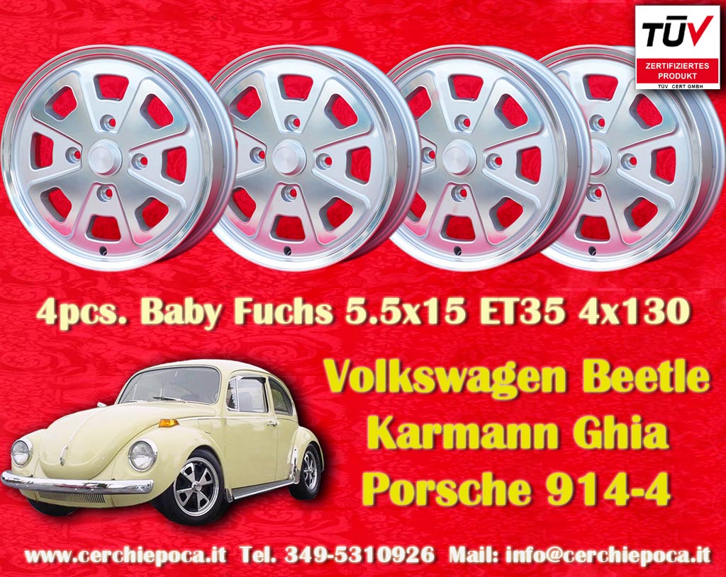 Volkswagen Baby Fuchs VW Bugs Karmann Ghia Type 3 Variants modelli Fastback Squareback Notchback  5.5x15 ET35 4x130 c/b 71.6 mm Wheel