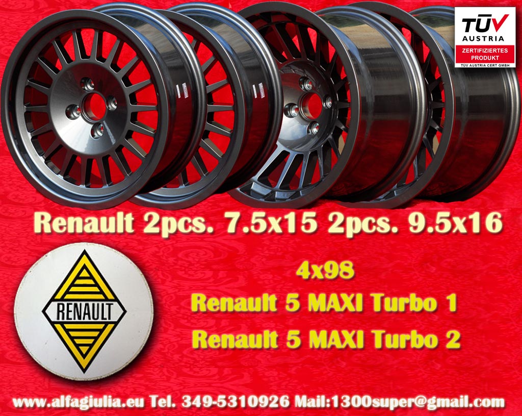 Renault Alpine R4 R5 R6 Rodeo  7.5x15" / 9.5x16 ET02 / ET-45 4x98 c/b  Wheel
