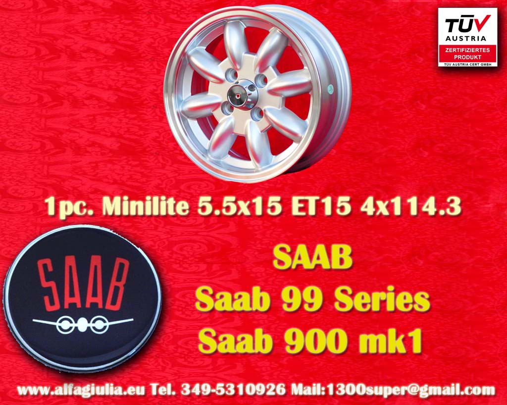 Saab Minilite 99  5.5x15 ET15 4x114.3 c/b 76.6 mm Wheel