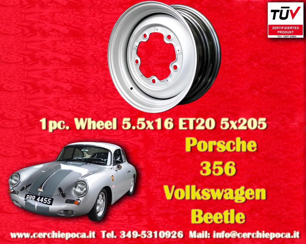 Porsche Steel wheels Porsche 356, 356A, 356B (-1963)  5.5x16 ET20 5x205 c/b 71.6 mm Wheel