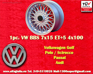 Volkswagen BBS VW Golf Polo Scirocco Passat  7x15 ET24 4x100 c/b 57.1 mm Wheel