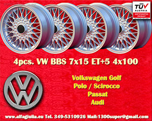 Volkswagen BBS VW Golf Polo Scirocco Passat  7x15 ET24 4x100 c/b 57.1 mm Wheel