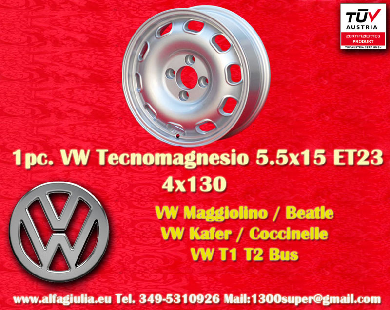 Volkswagen EMPI VW Beetle Maggiolino Kafer Bus T1 e T2a Karmann Ghia Typ 3  5.5x15 ET23 4x130 c/b 90.1 mm Wheel