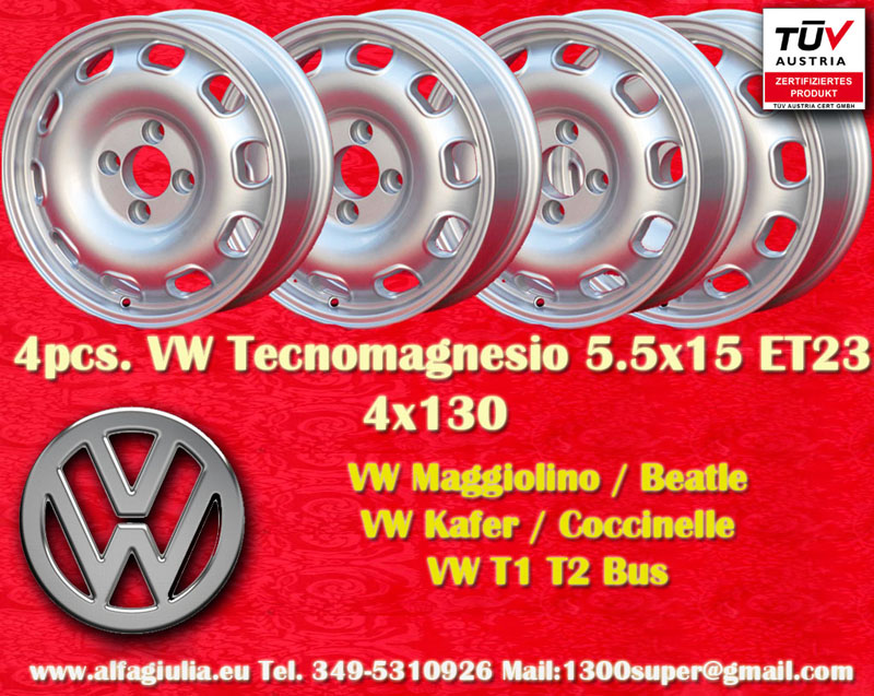 Volkswagen EMPI VW Beetle Maggiolino Kafer Bus T1 e T2a Karmann Ghia Typ 3  5.5x15 ET23 4x130 c/b 90.1 mm Wheel