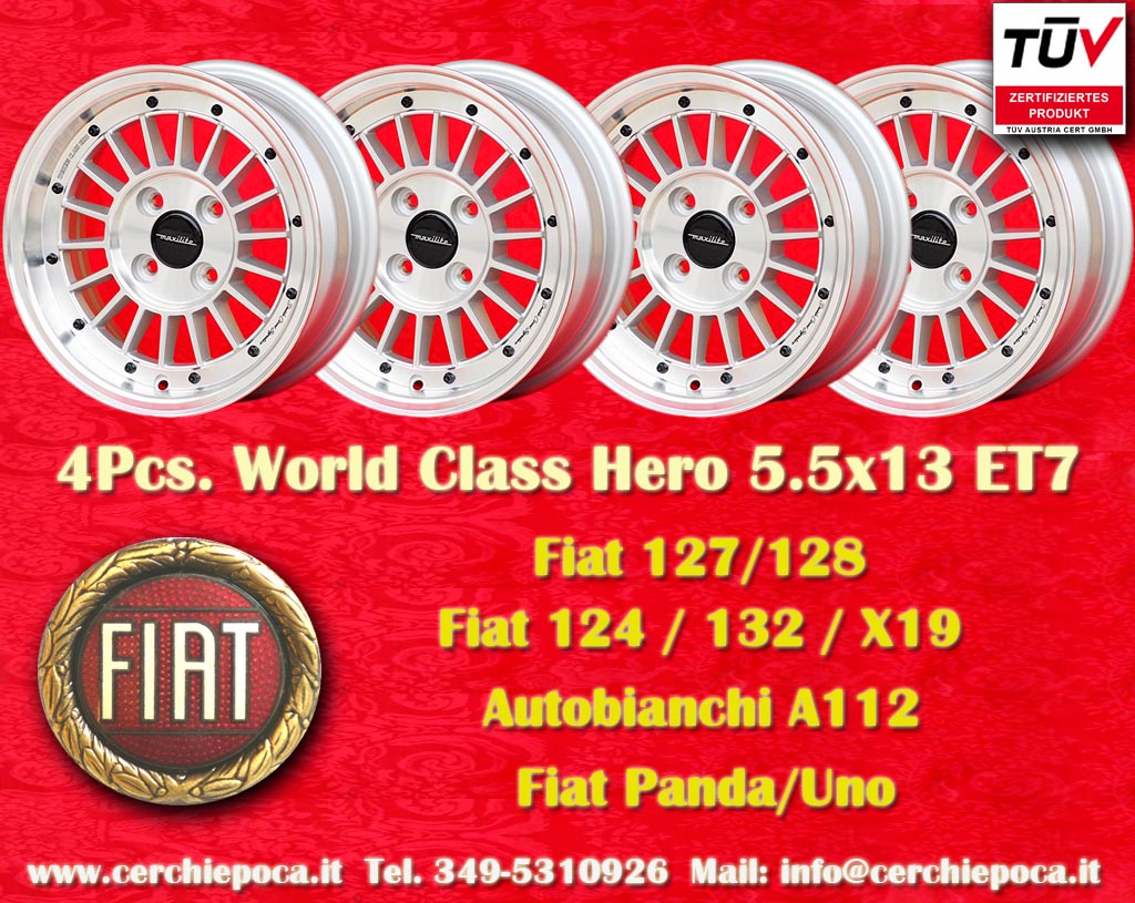 Fiat WCHE Fiat 124, 125, 127 128 131 132 X1/9 Spider Uno Panda Cinquecento Seicento  5.5x13 ET7 4x98 c/b 58.6 mm Wheel