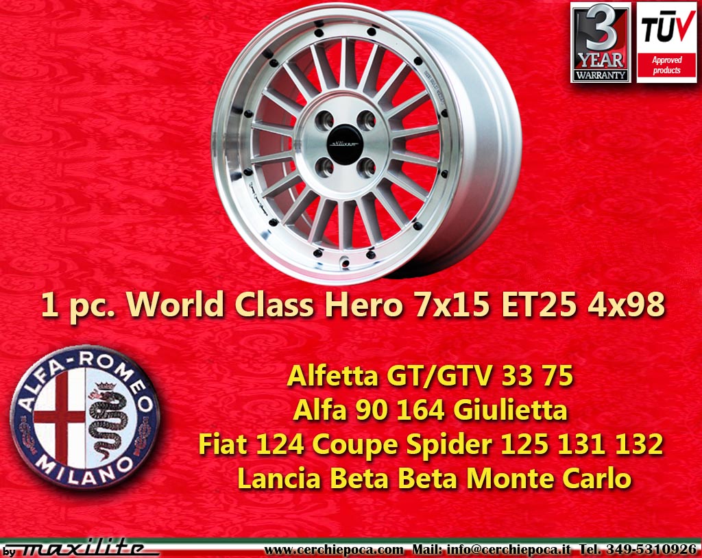 Alfa Romeo Minilite Alfetta Giulietta typ 116 Alfetta GT 75 33 90 155 164  7x15 ET25 4x98 c/b 58.6 mm Wheel
