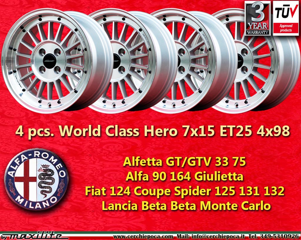 Alfa Romeo Minilite Alfetta Giulietta typ 116 Alfetta GT 75 33 90 155 164  7x15 ET25 4x98 c/b 58.6 mm Wheel